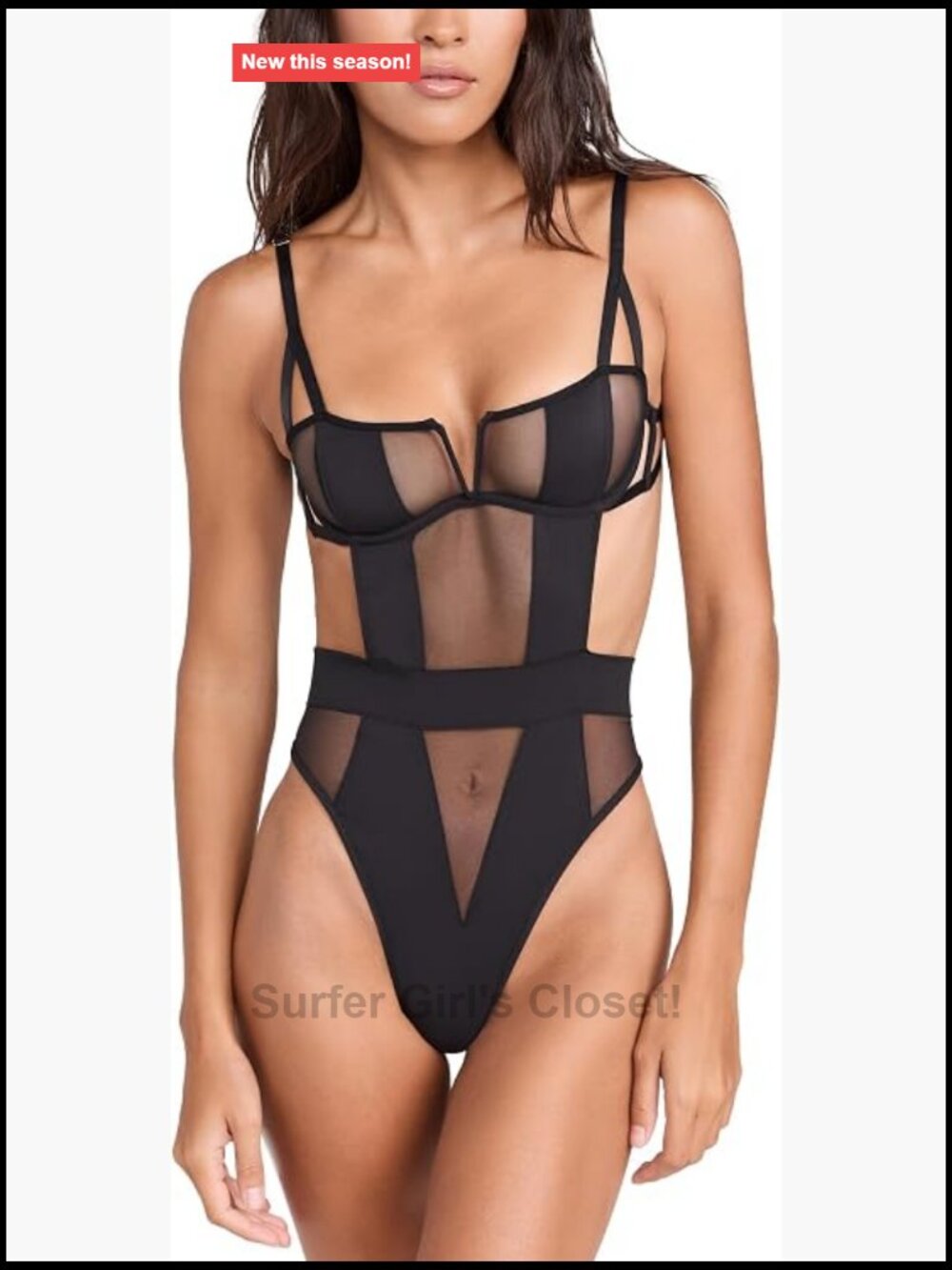 Wired Thong Bodysuit Scoop Neck Adjustable Straps Medium Stretch Sexy Modern